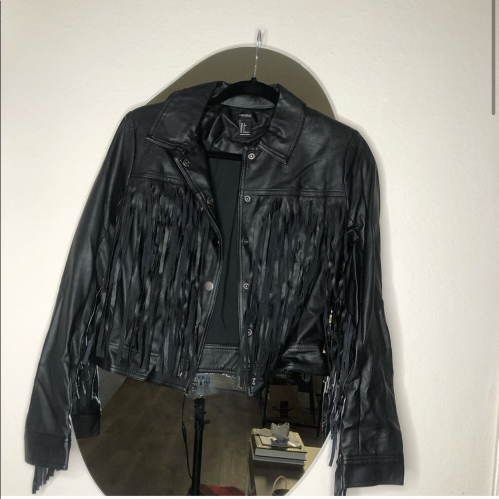 Fringe Faux Leather Jacket
